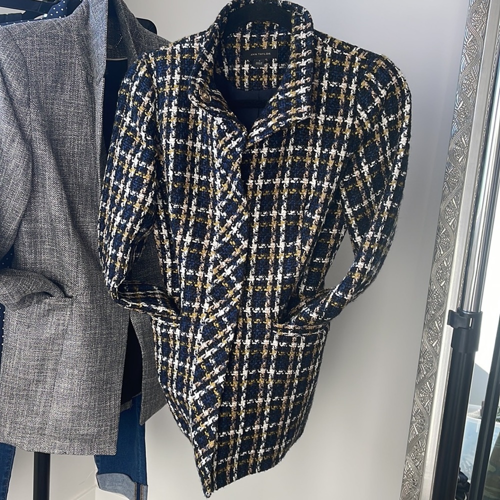 Ann Taylor Plaid Tweed Jacket Size 0